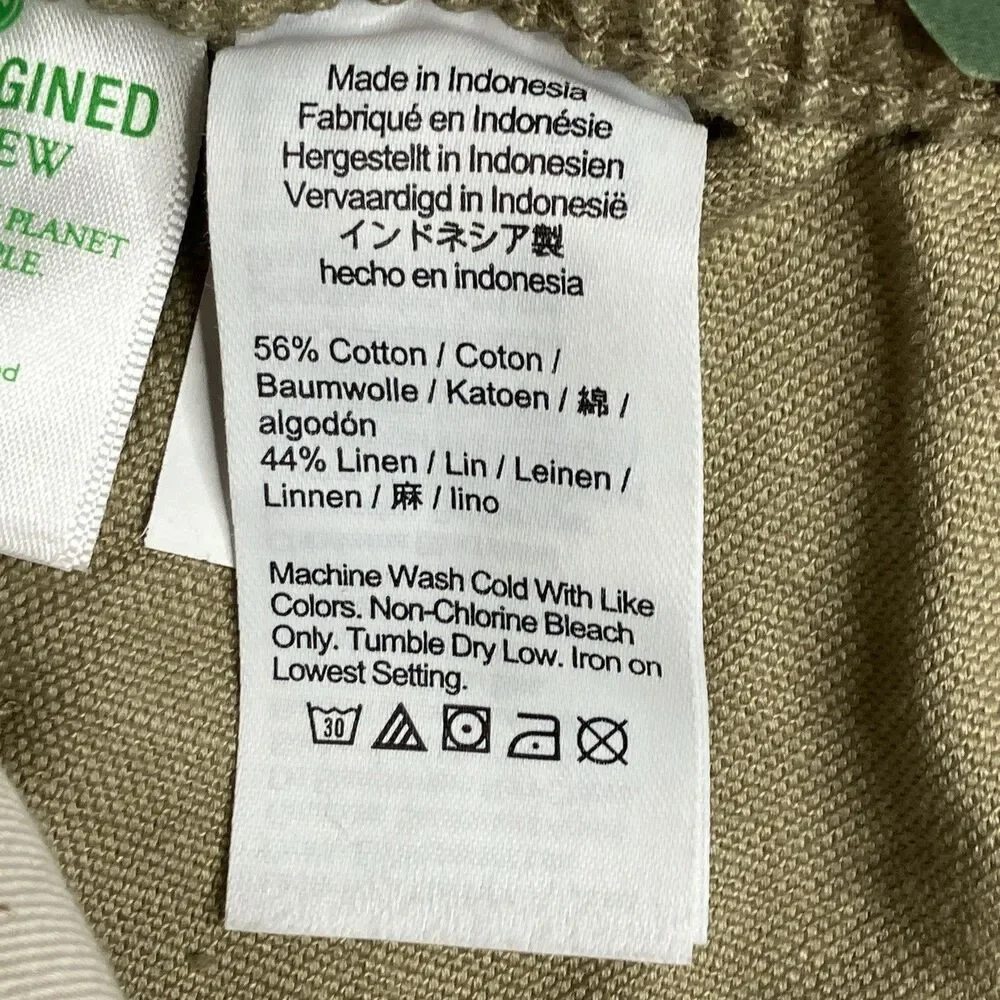 J Crew Pier Shorts Mens S Khaki Cotton Linen Blend 5.5” Drawstring Casual CH204